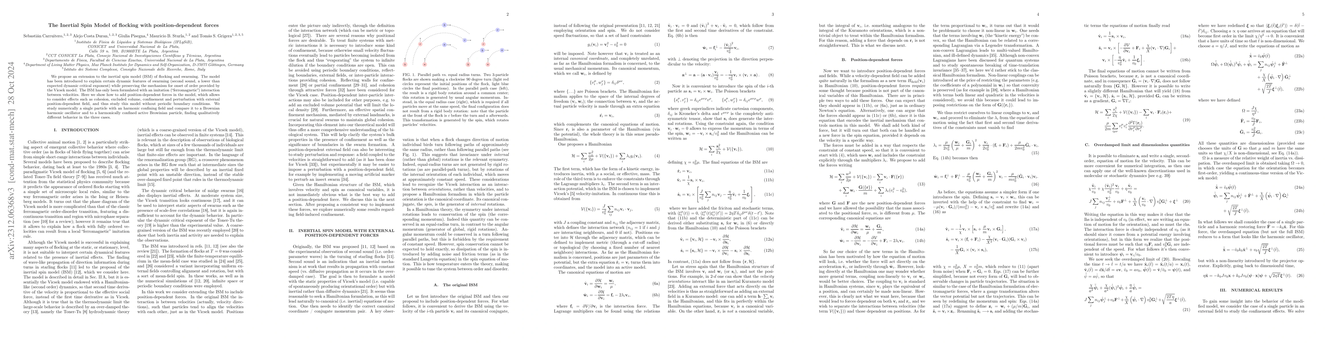 Thumbnail for The Inertial Spin Model of flocking with position-dependent forces