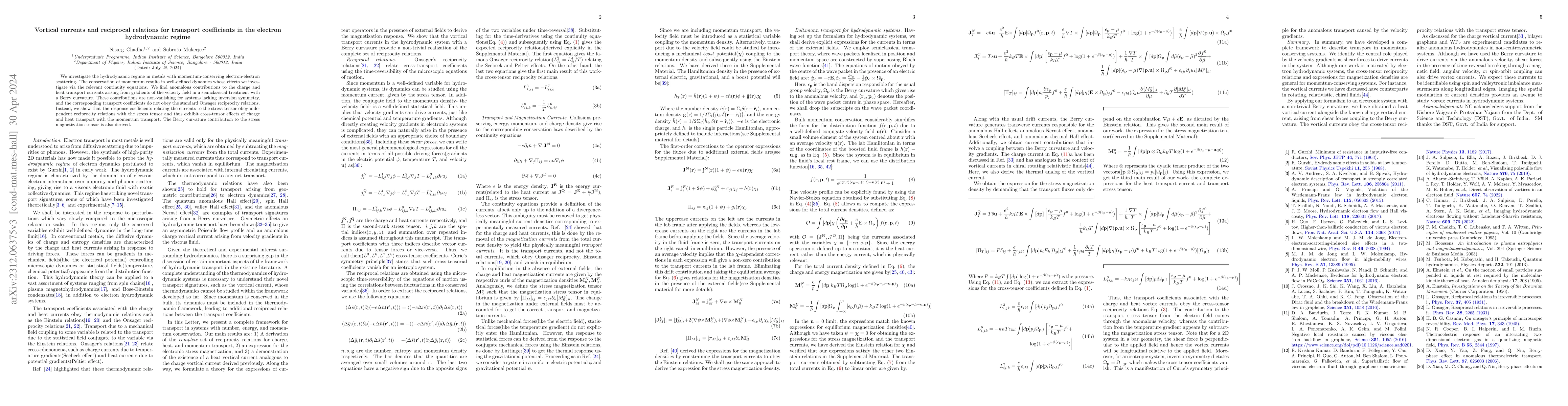 Thumbnail for Vortical currents and reciprocal relations for transport coefficients in
  the electron hydrodynamic regime