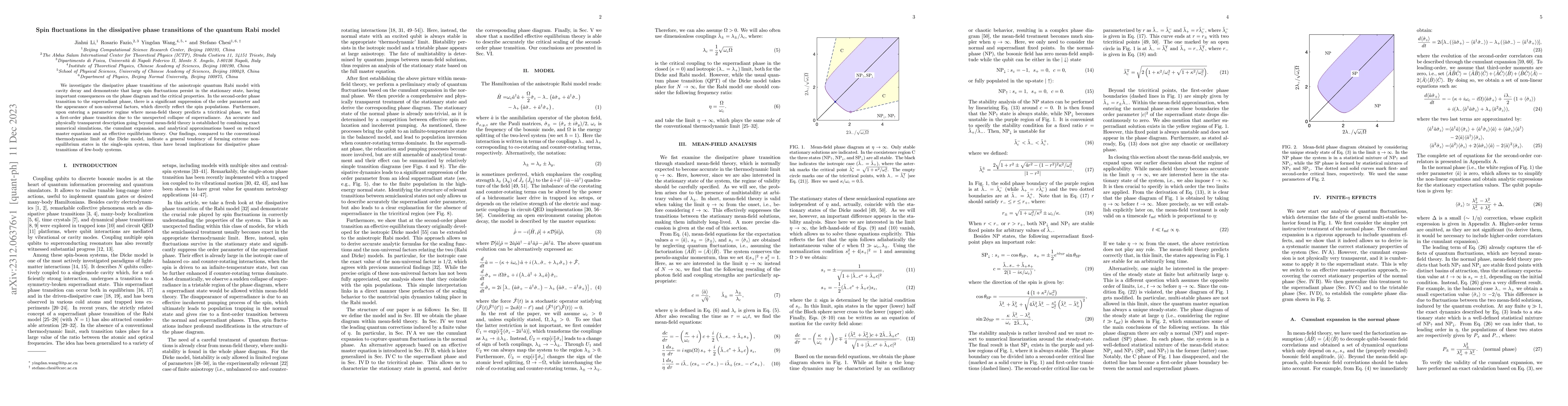 Thumbnail for Spin fluctuations in the dissipative phase transitions of the quantum
  Rabi model