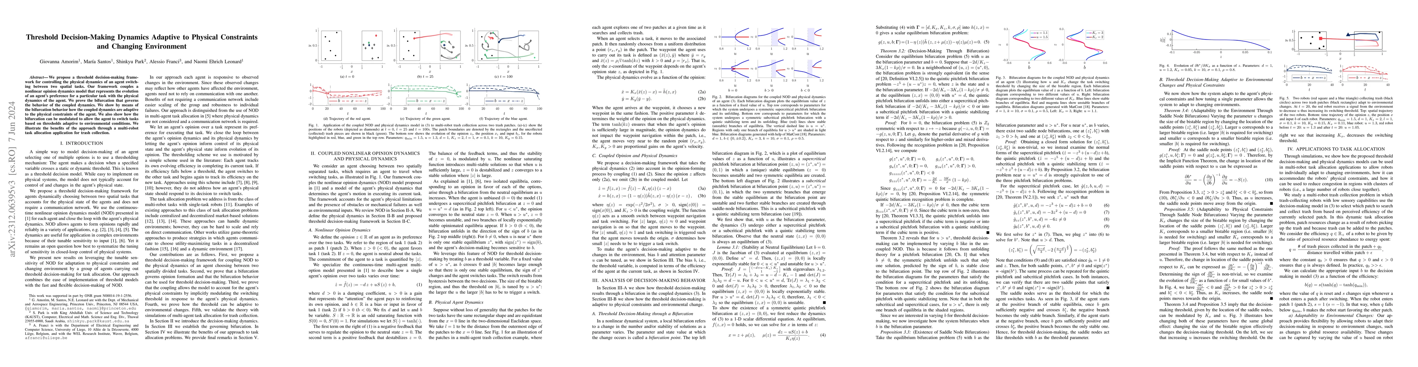 Thumbnail for Threshold Decision-Making Dynamics Adaptive to Physical Constraints and
  Changing Environment