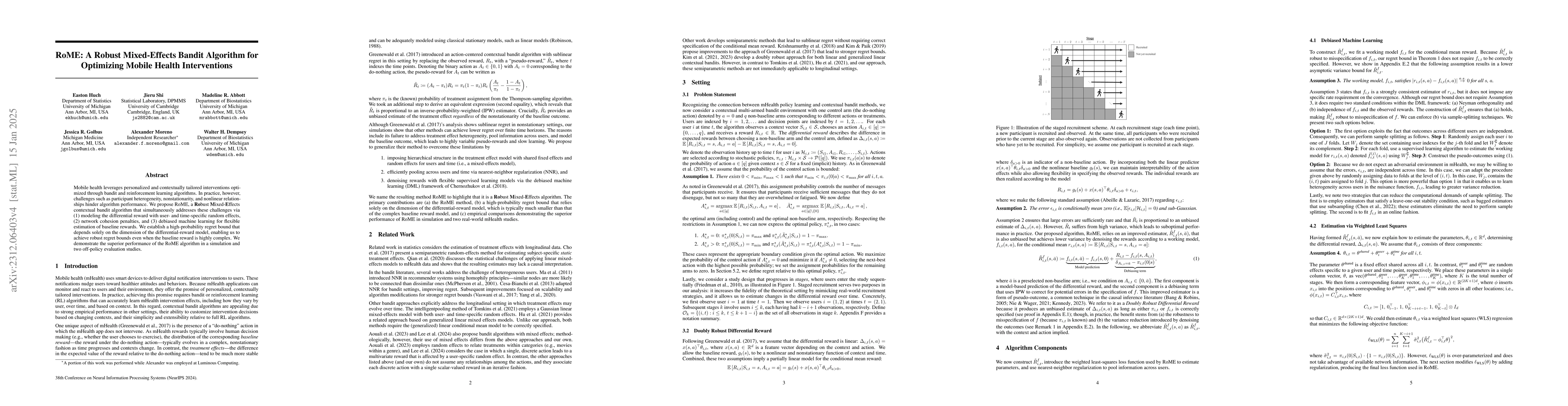 Thumbnail for A Robust Mixed-Effects Bandit Algorithm for Assessing Mobile Health
  Interventions