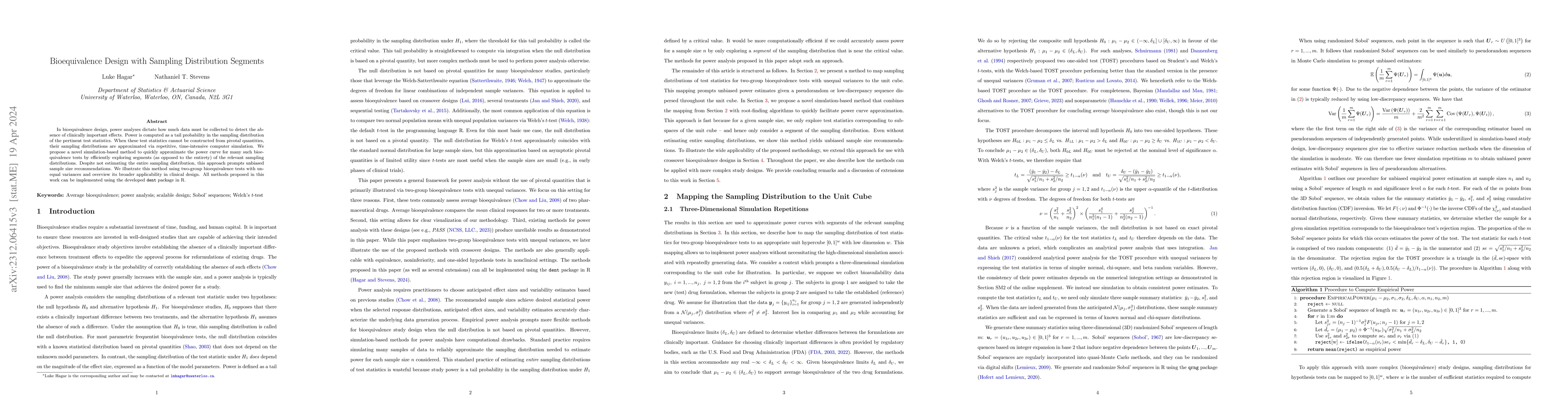 Thumbnail for Bioequivalence Design with Sampling Distribution Segments
