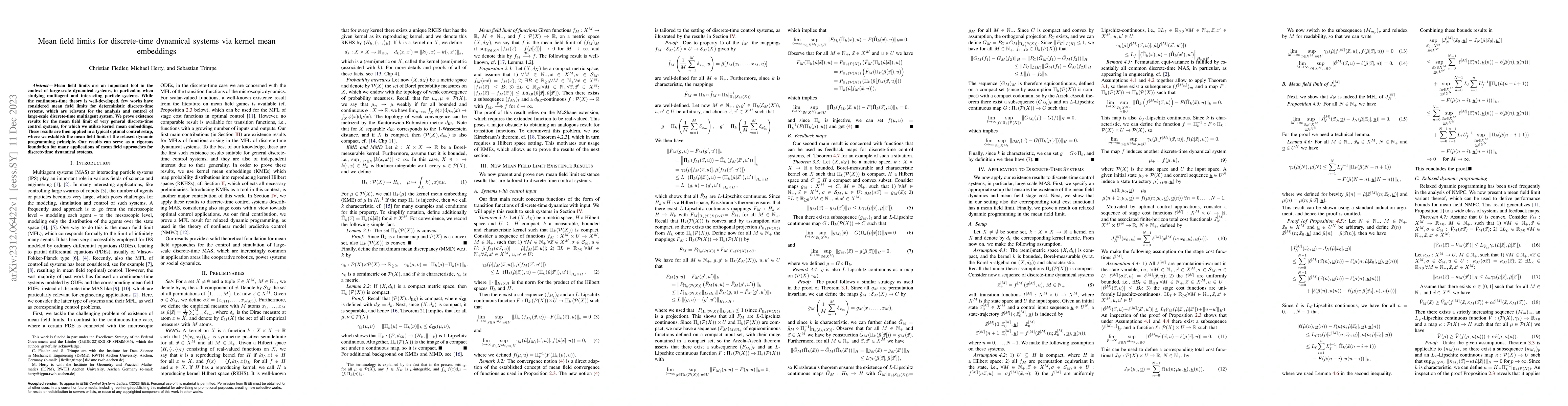 Thumbnail for Mean field limits for discrete-time dynamical systems via kernel mean
  embeddings