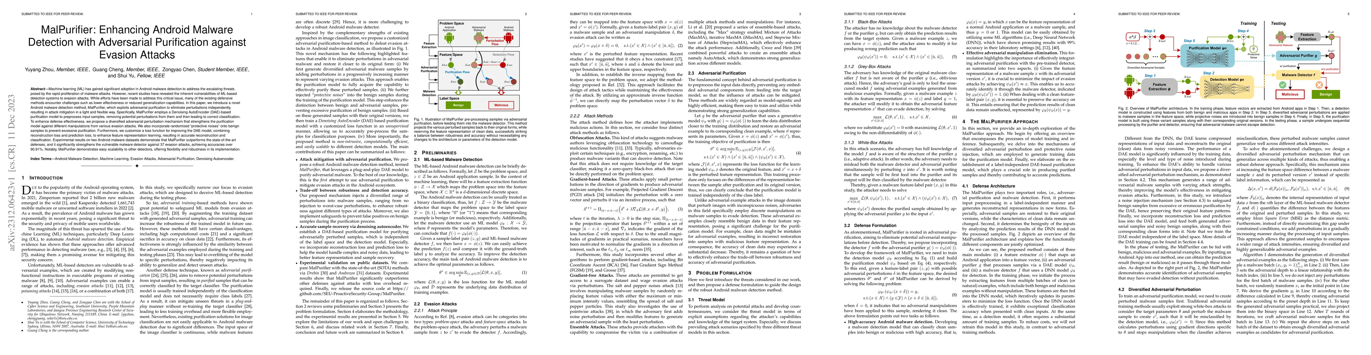 Thumbnail for MalPurifier: Enhancing Android Malware Detection with Adversarial
  Purification against Evasion Attacks