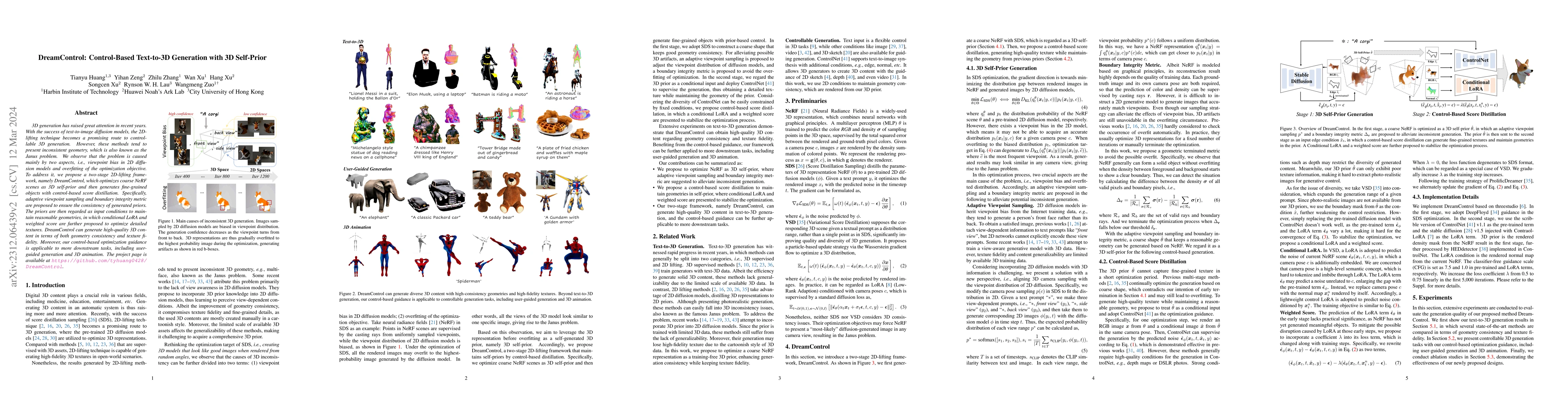 Thumbnail for DreamControl: Control-Based Text-to-3D Generation with 3D Self-Prior