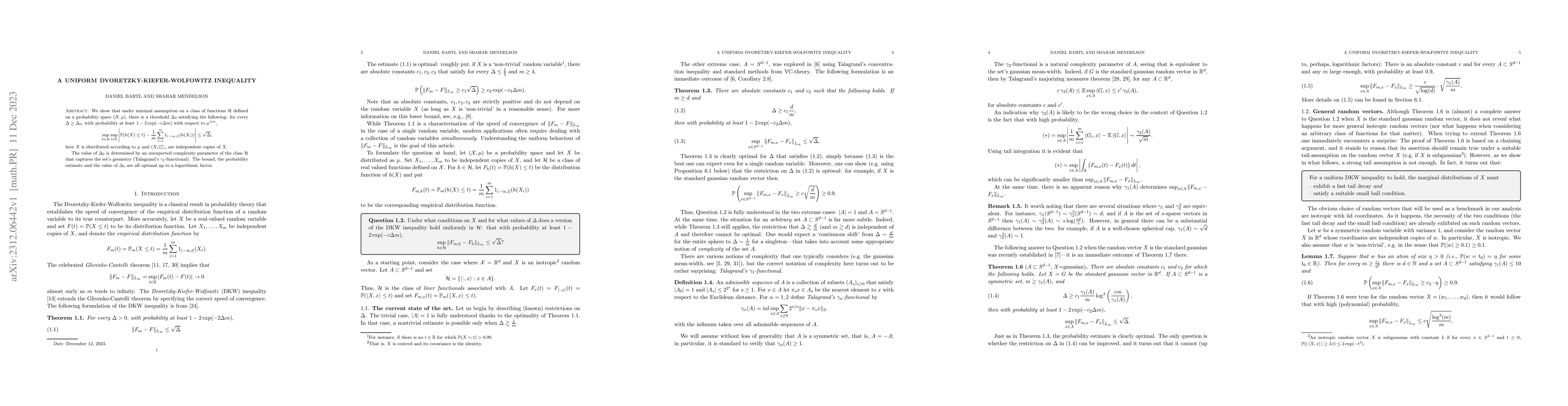 Thumbnail for A uniform Dvoretzky-Kiefer-Wolfowitz inequality