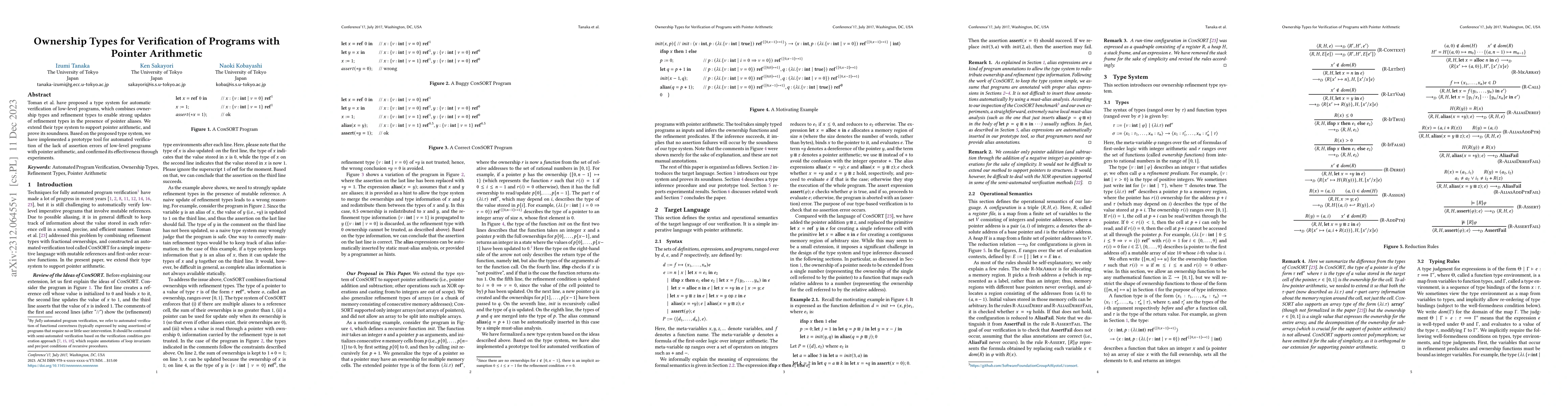 Thumbnail for Ownership Types for Verification of Programs with Pointer Arithmetic