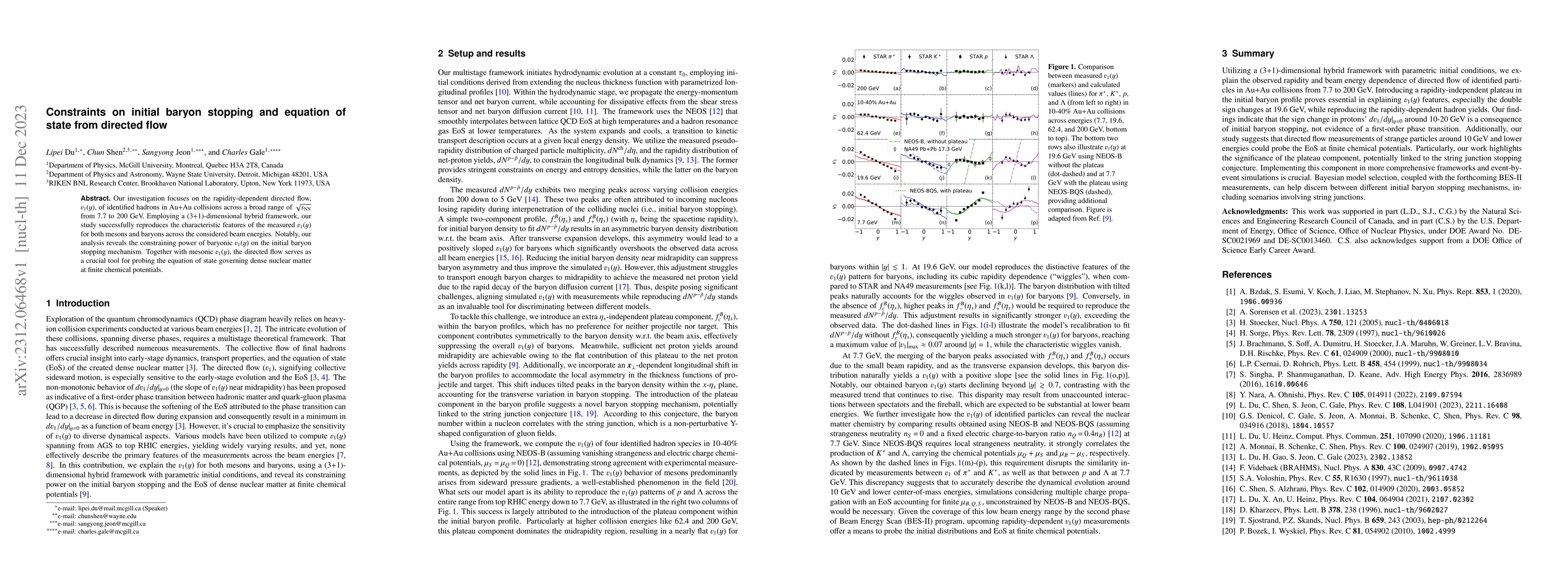 Thumbnail for Constraints on initial baryon stopping and equation of state from
  directed flow