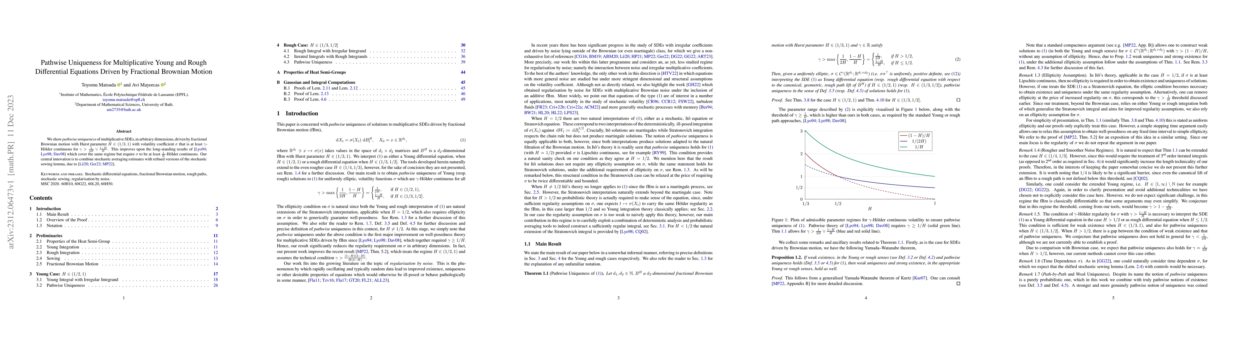 Thumbnail for Pathwise Uniqueness for Multiplicative Young and Rough Differential
  Equations Driven by Fractional Brownian Motion