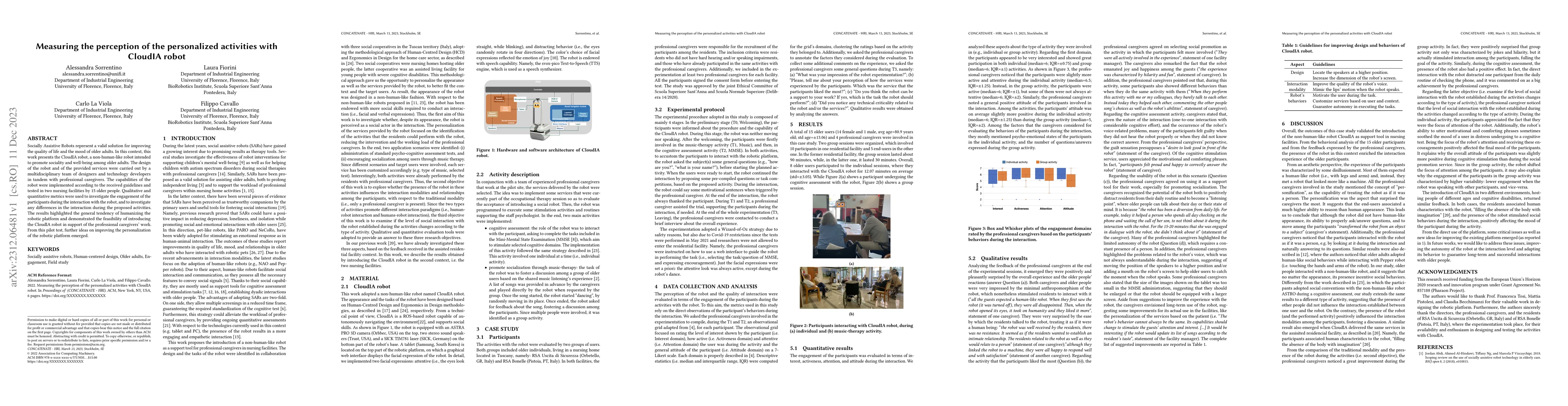 Thumbnail for Measuring the perception of the personalized activities with CloudIA
  robot