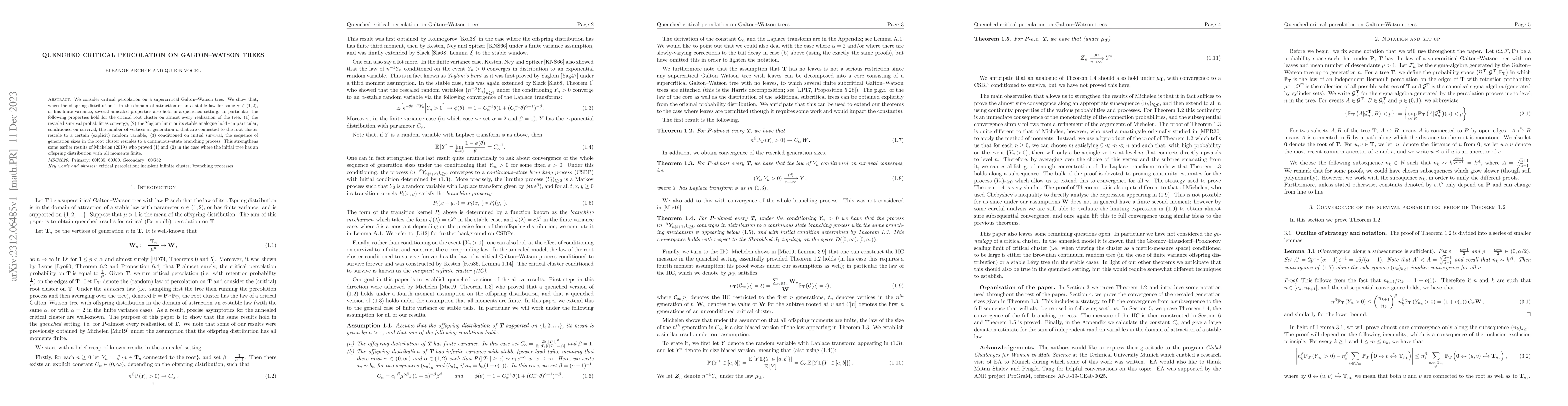 Thumbnail for Quenched critical percolation on Galton-Watson trees
