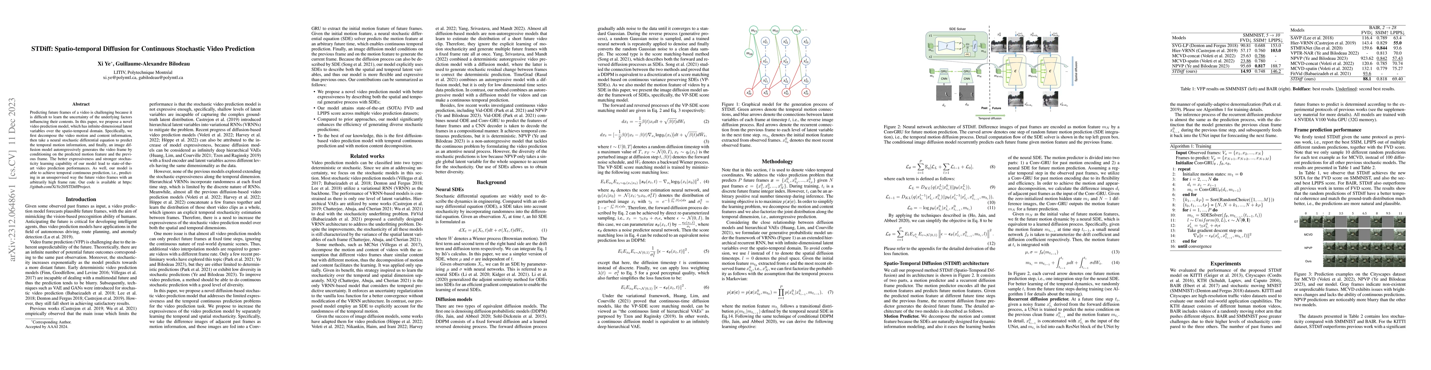 Thumbnail for STDiff: Spatio-temporal Diffusion for Continuous Stochastic Video
  Prediction