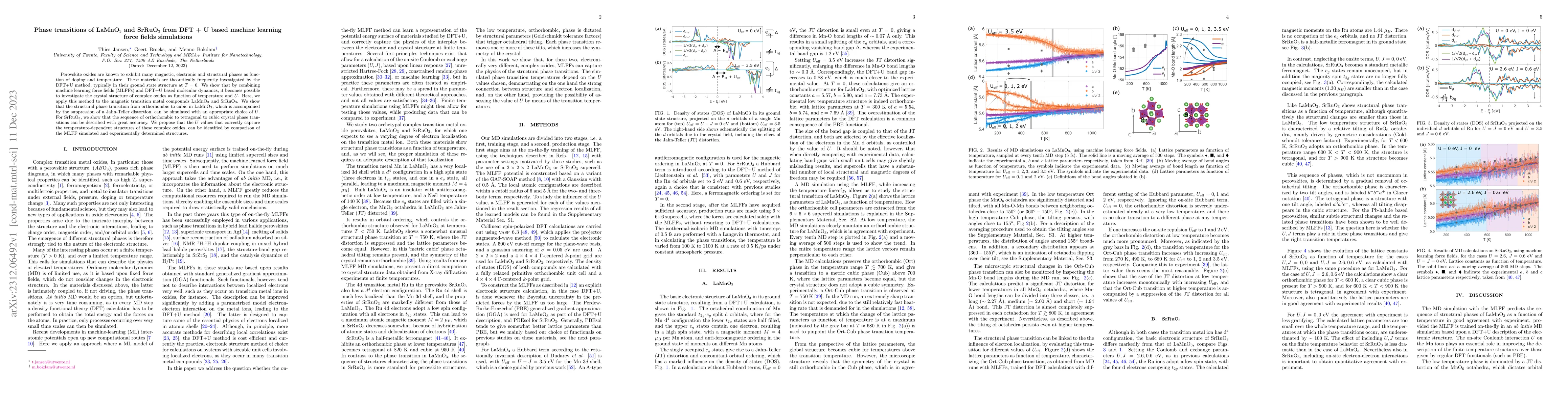 Thumbnail for Phase transitions of LaMnO$_3$ and SrRuO$_3$ from DFT + U based machine
  learning force fields simulations