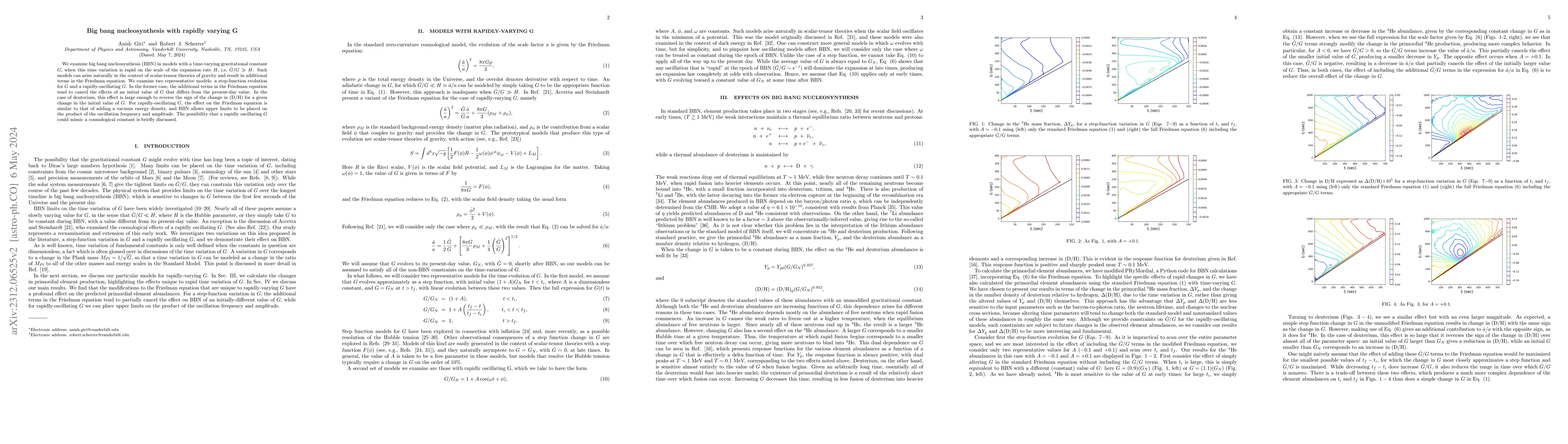 Thumbnail for Big bang nucleosynthesis with rapidly varying G
