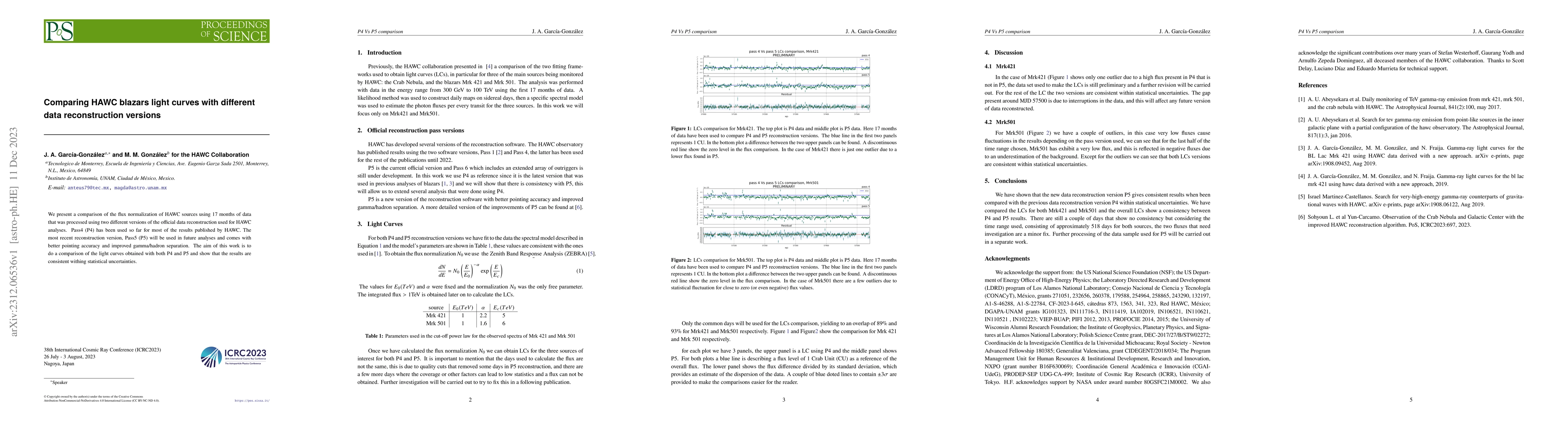 Thumbnail for Comparing HAWC blazars light curves with different data reconstruction
  versions
