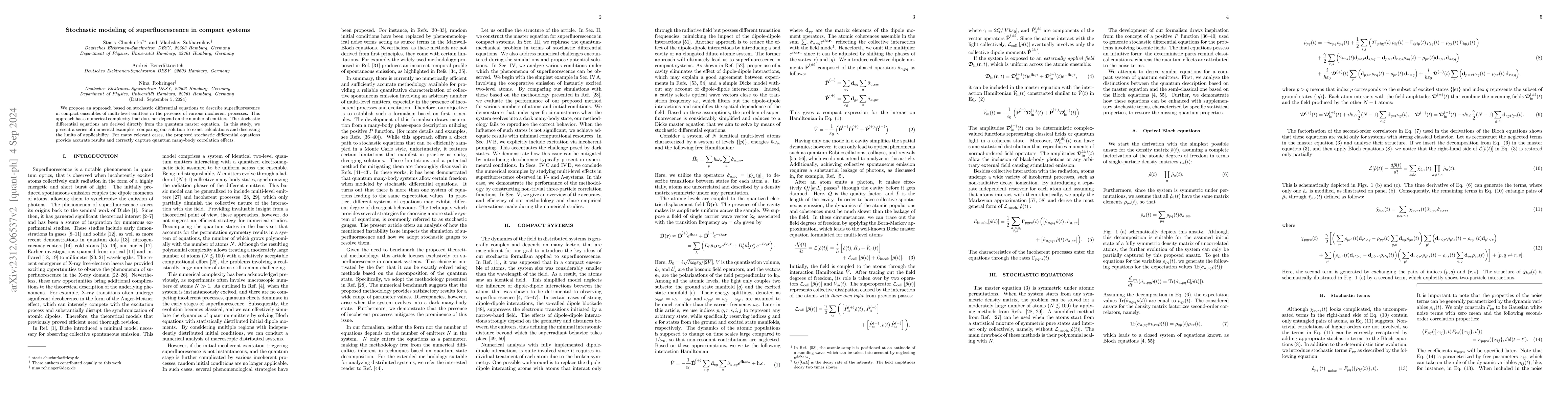 Thumbnail for Stochastic modeling of superfluorescence in compact systems