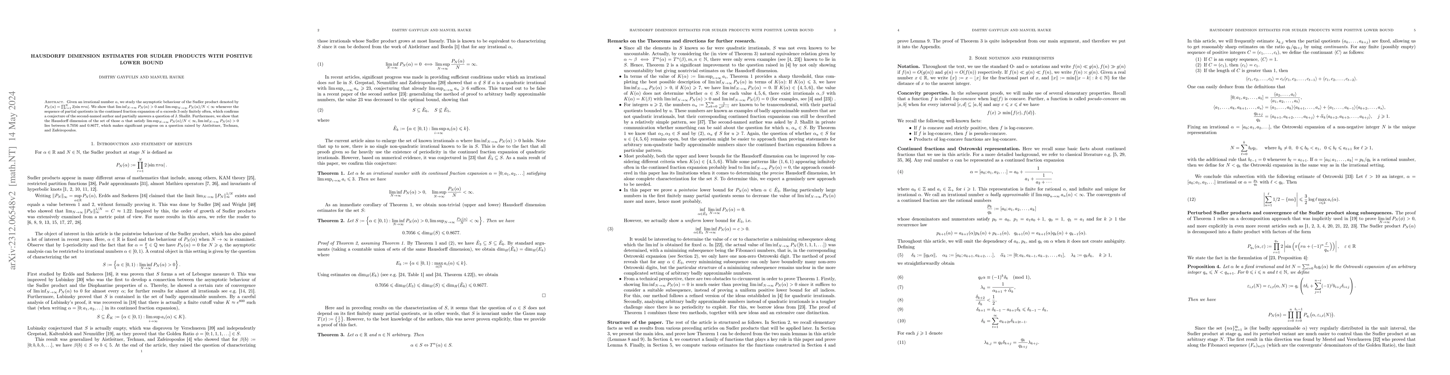 Thumbnail for Hausdorff dimension estimates for Sudler products with positive lower
  bound