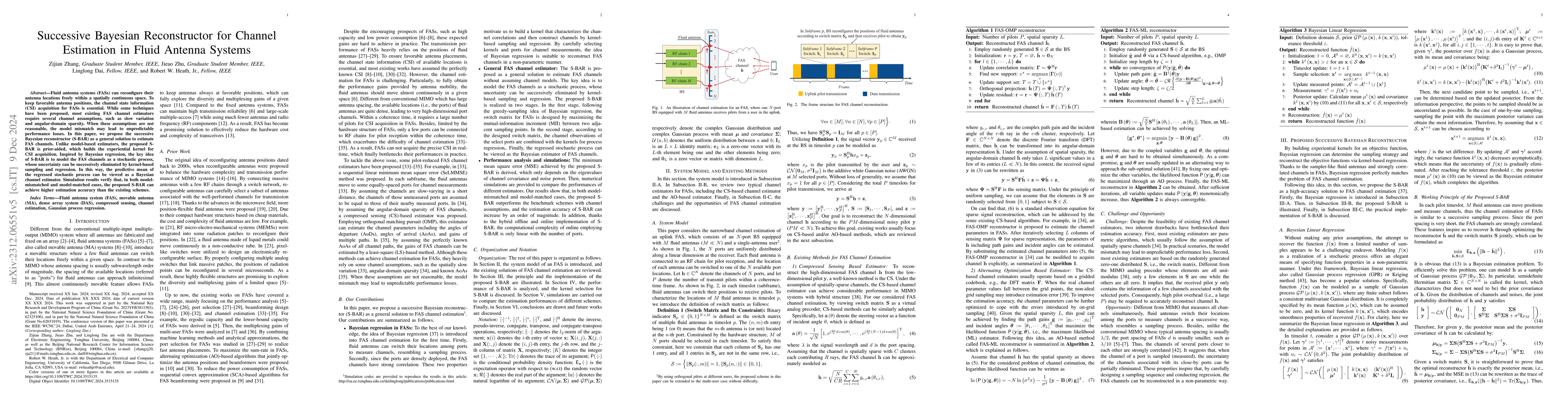 Thumbnail for Successive Bayesian Reconstructor for Channel Estimation in Fluid
  Antenna Systems
