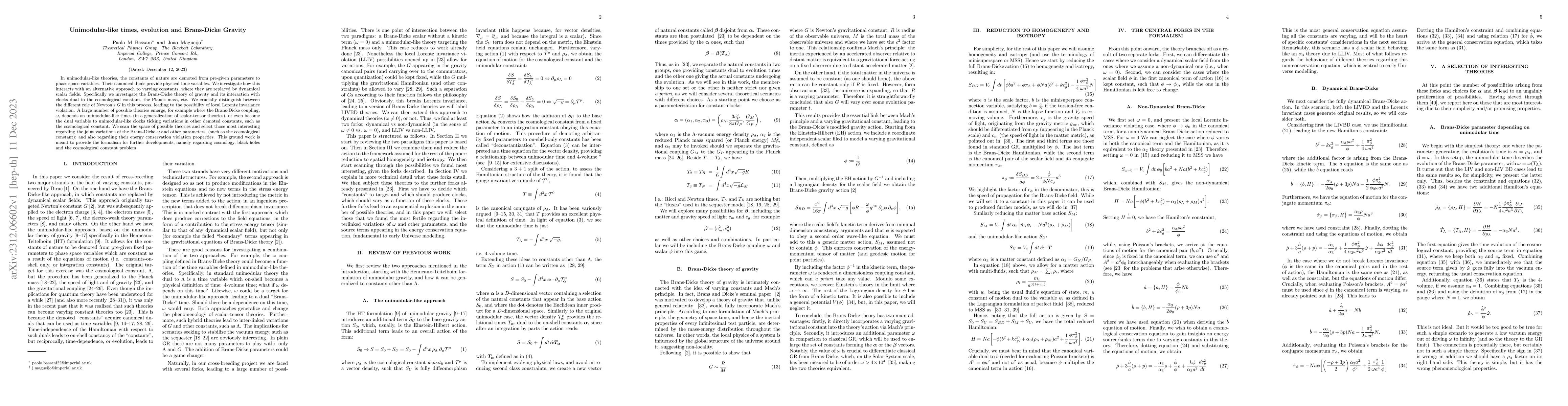 Thumbnail for Unimodular-like times, evolution and Brans-Dicke Gravity
