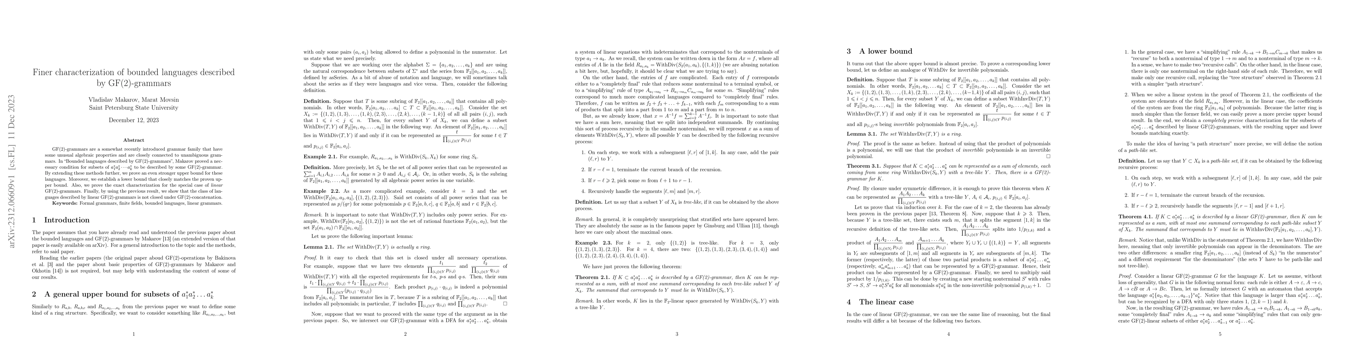 Thumbnail for Finer characterization of bounded languages described by GF(2)-grammars