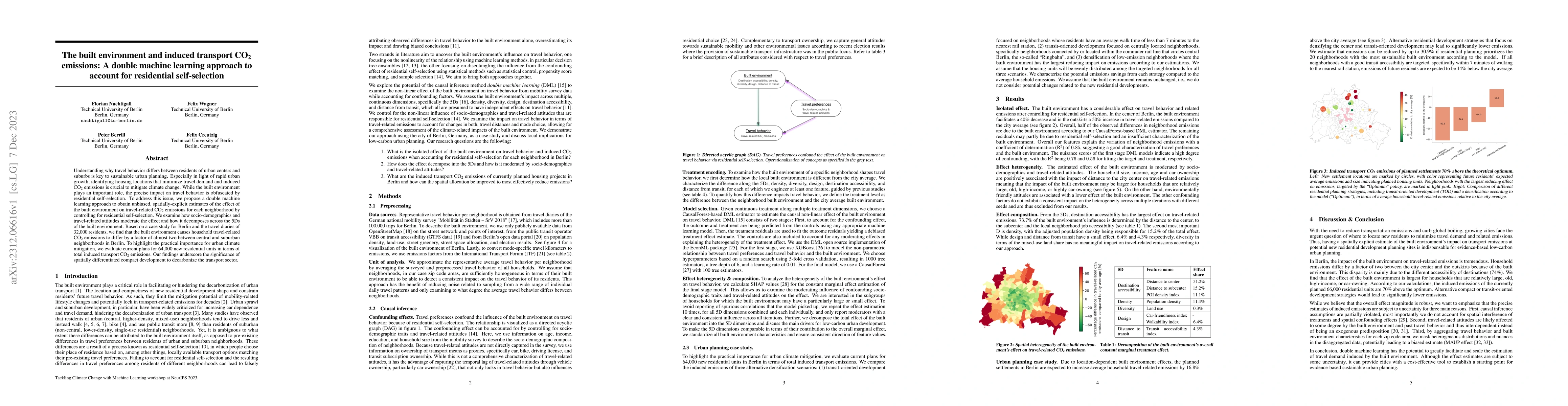 Thumbnail for The built environment and induced transport CO2 emissions: A double
  machine learning approach to account for residential self-selection