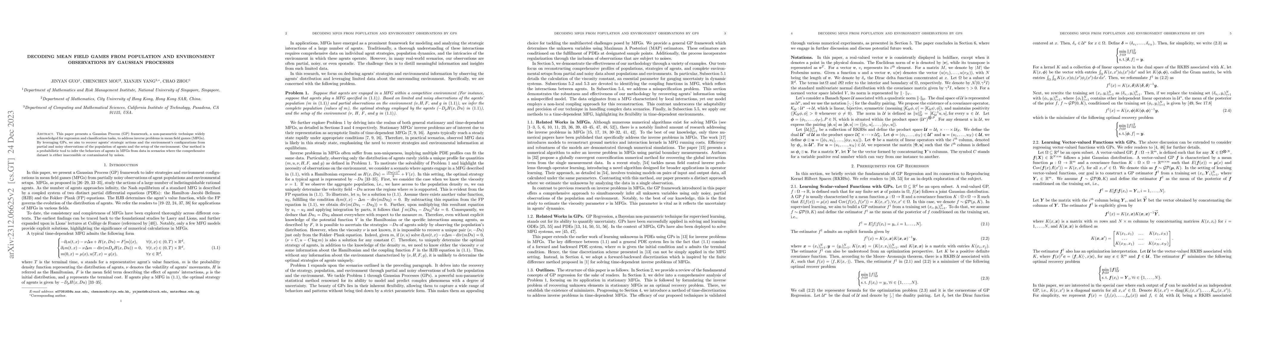 Thumbnail for Decoding Mean Field Games from Population and Environment Observations
  By Gaussian Processes