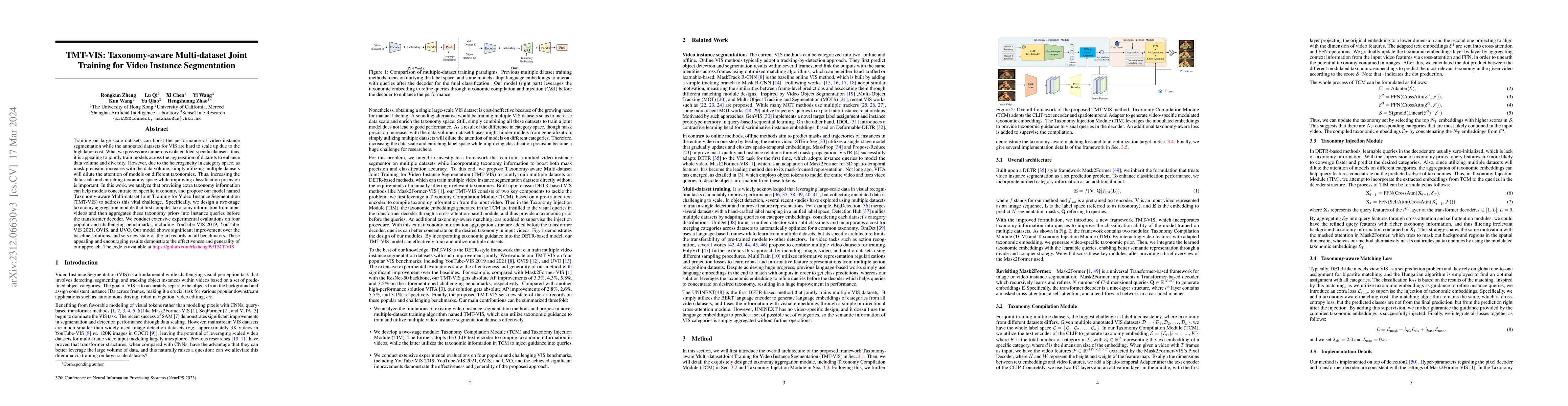 Thumbnail for TMT-VIS: Taxonomy-aware Multi-dataset Joint Training for Video Instance
  Segmentation