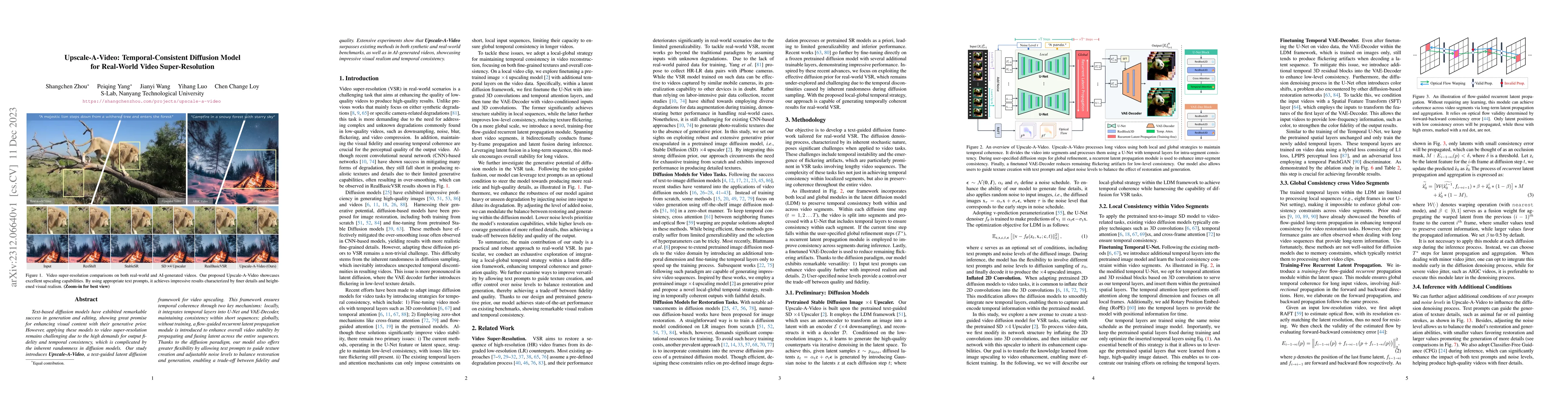 Thumbnail for Upscale-A-Video: Temporal-Consistent Diffusion Model for Real-World
  Video Super-Resolution