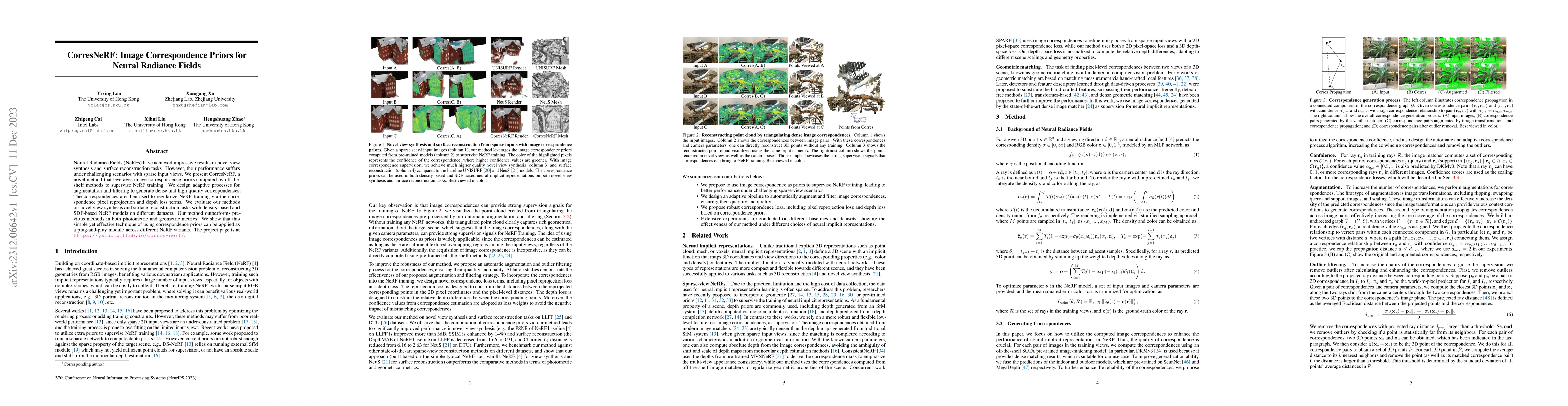 Thumbnail for CorresNeRF: Image Correspondence Priors for Neural Radiance Fields