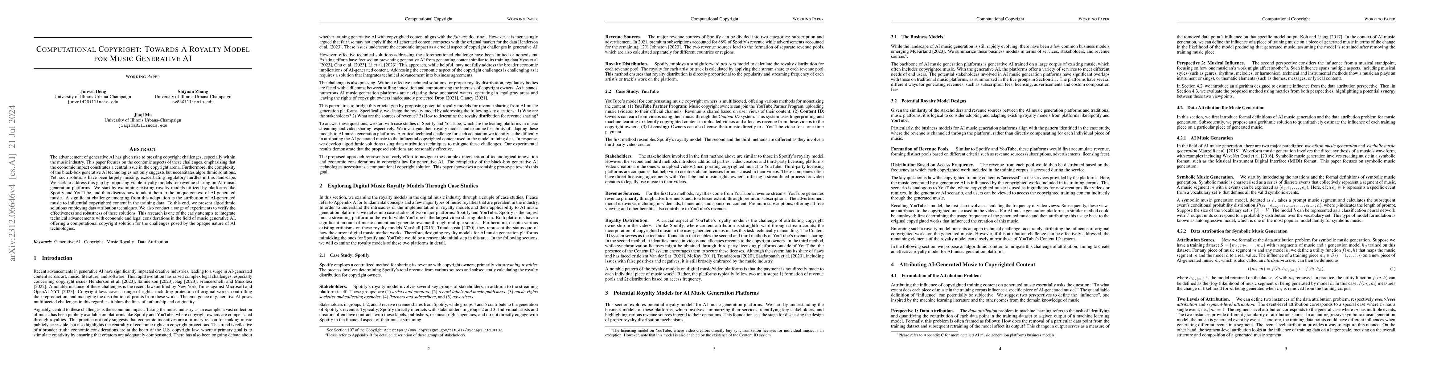 Thumbnail for Computational Copyright: Towards A Royalty Model for Music Generative AI