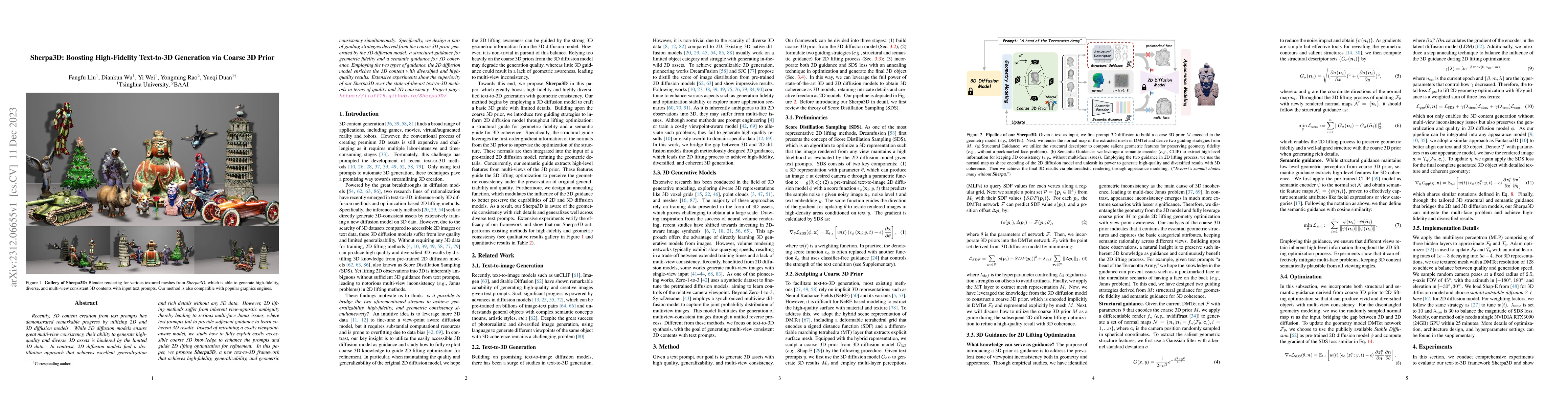 Thumbnail for Sherpa3D: Boosting High-Fidelity Text-to-3D Generation via Coarse 3D
  Prior