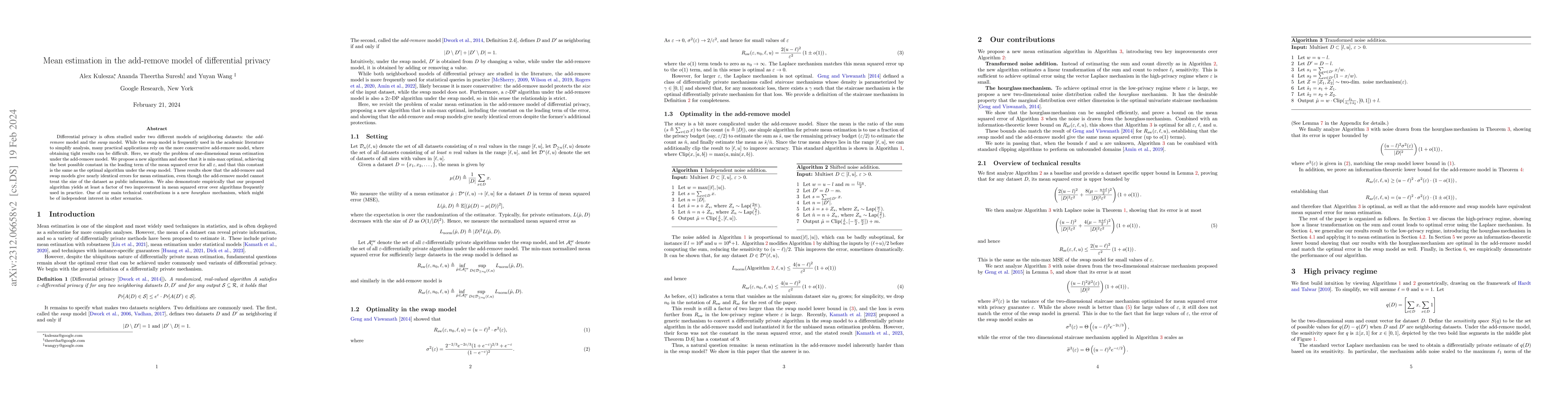 Thumbnail for Mean estimation in the add-remove model of differential privacy