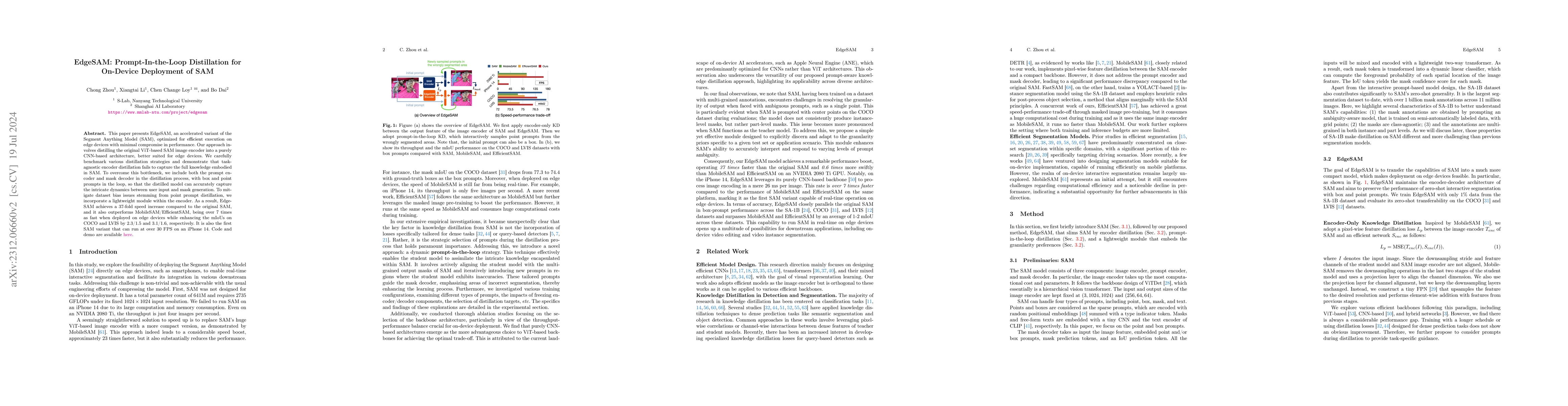 Thumbnail for EdgeSAM: Prompt-In-the-Loop Distillation for On-Device Deployment of SAM