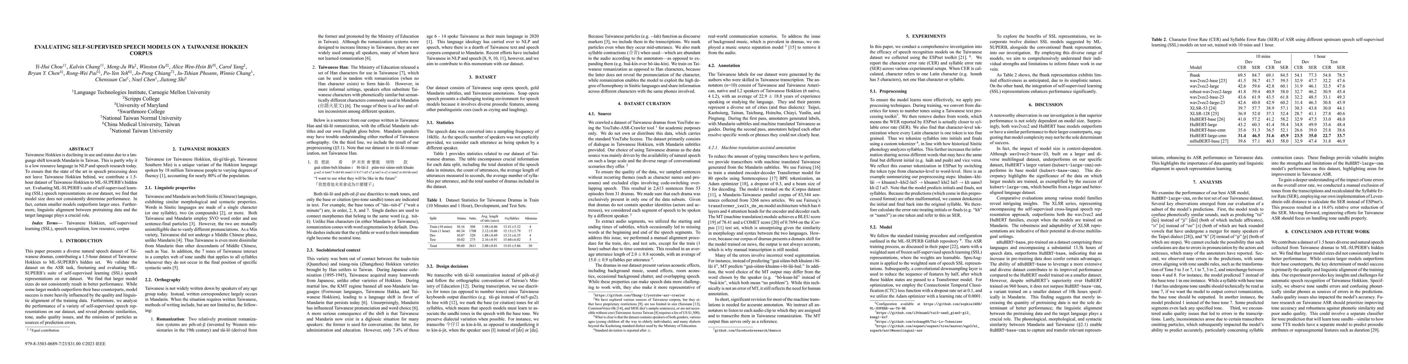 Thumbnail for Evaluating Self-supervised Speech Models on a Taiwanese Hokkien Corpus