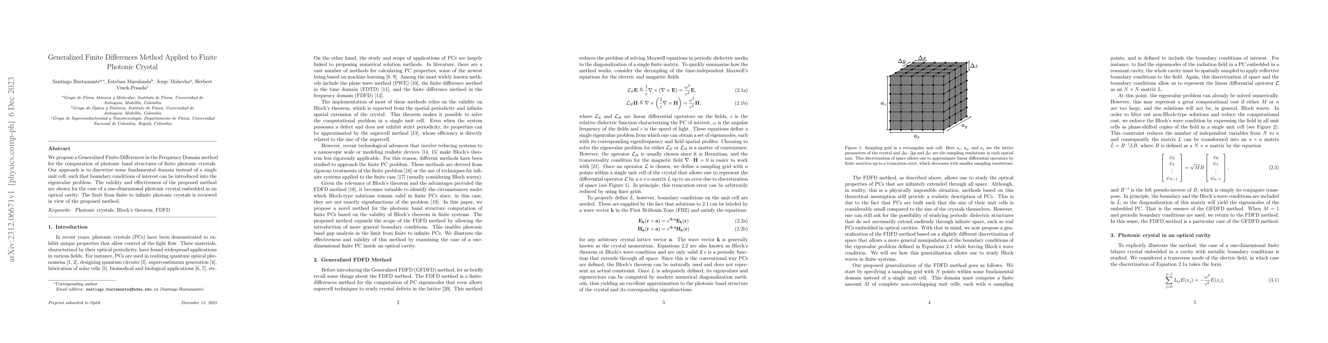 Thumbnail for Generalized Finite Differences Method Applied to Finite Photonic Crystal