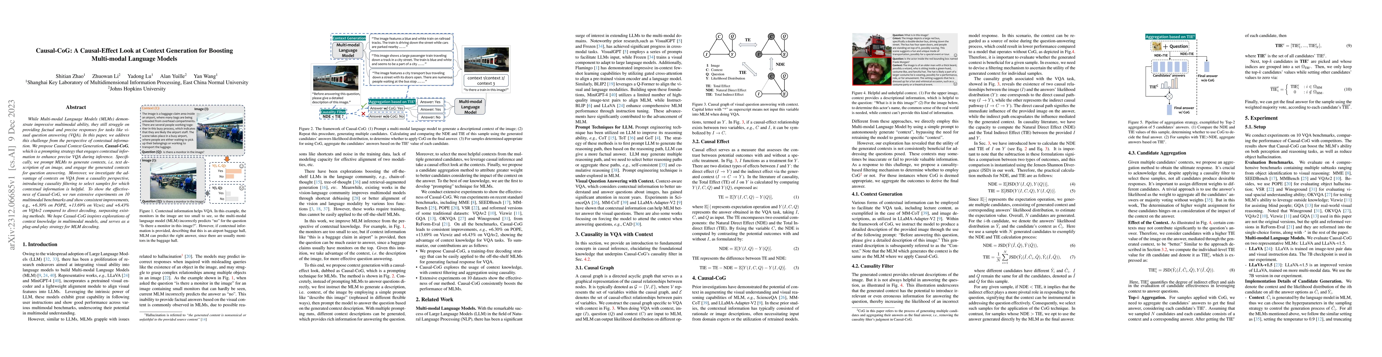 Thumbnail for Causal-CoG: A Causal-Effect Look at Context Generation for Boosting
  Multi-modal Language Models