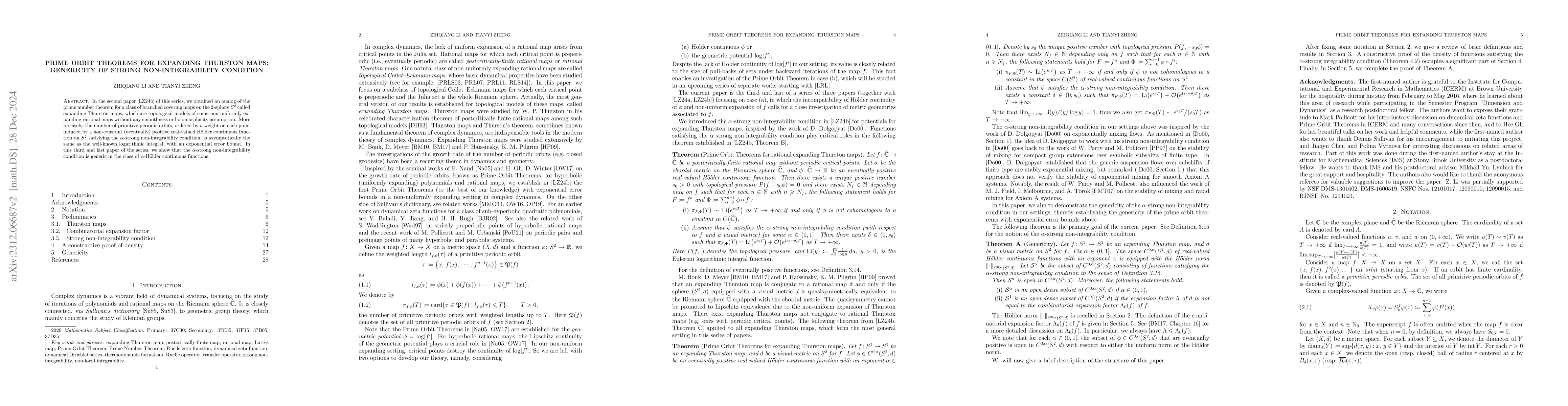Thumbnail for Prime orbit theorems for expanding Thurston maps: Genericity of strong
  non-integrability condition