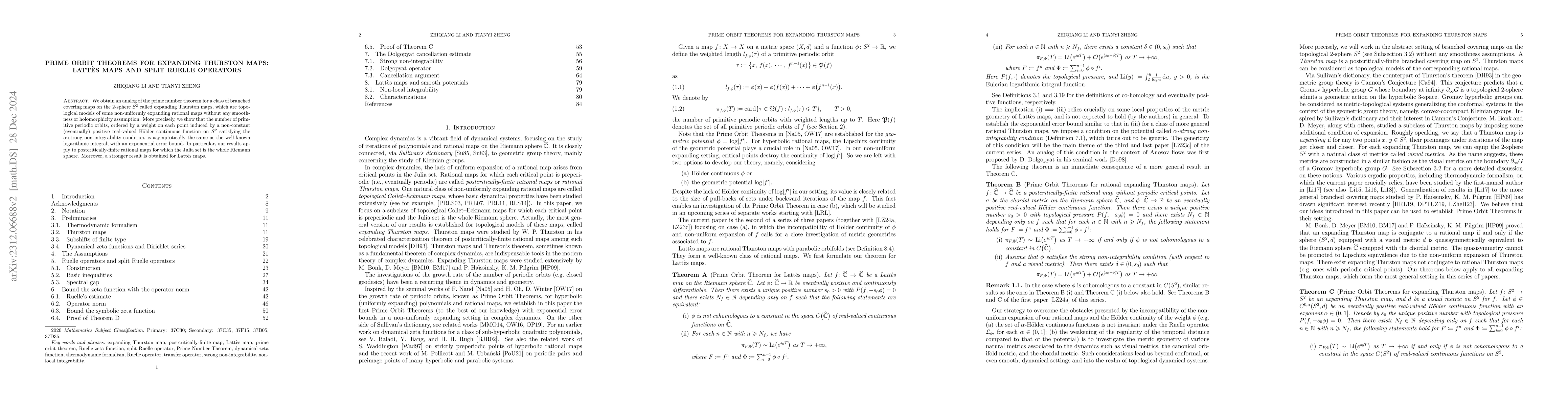 Thumbnail for Prime orbit theorems for expanding Thurston maps: Latt\`es maps and
  split Ruelle operators