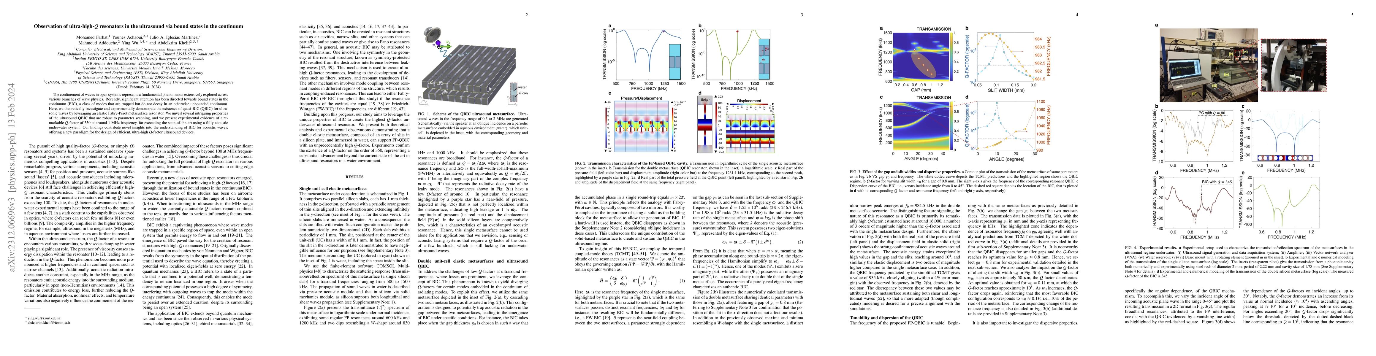 Thumbnail for Observation of ultra-high-Q resonators in the ultrasound via bound
  states in the continuum