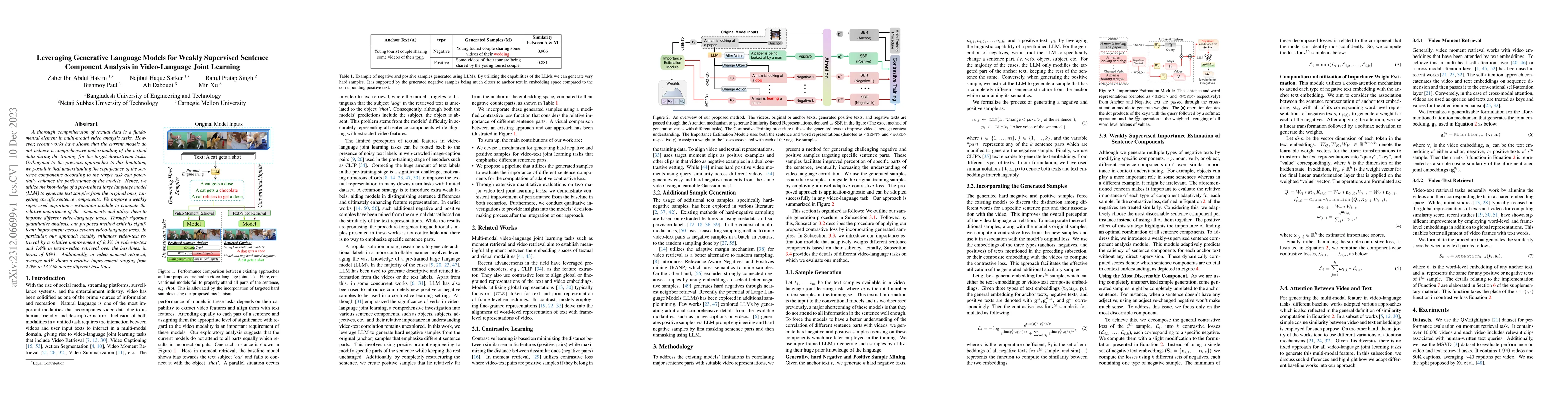 Thumbnail for Leveraging Generative Language Models for Weakly Supervised Sentence
  Component Analysis in Video-Language Joint Learning