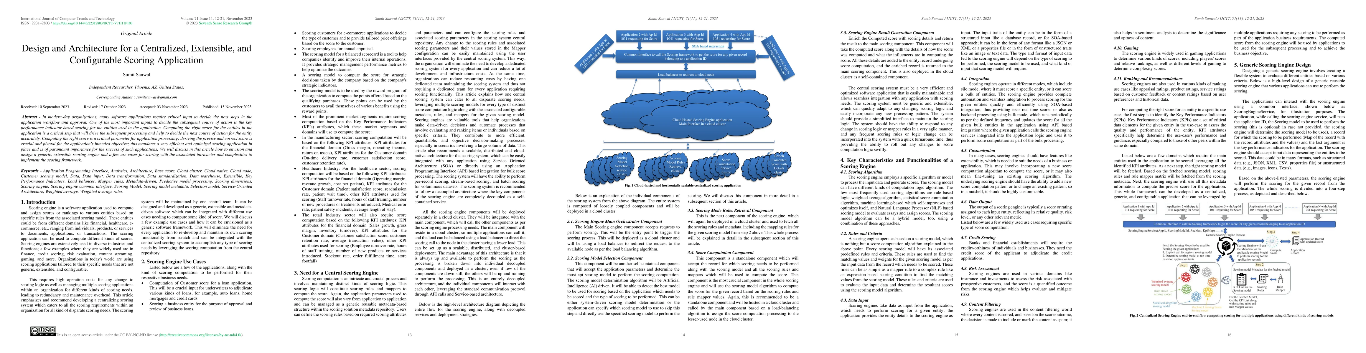 Thumbnail for Design and Architecture for a Centralized, Extensible, and Configurable
  Scoring Application