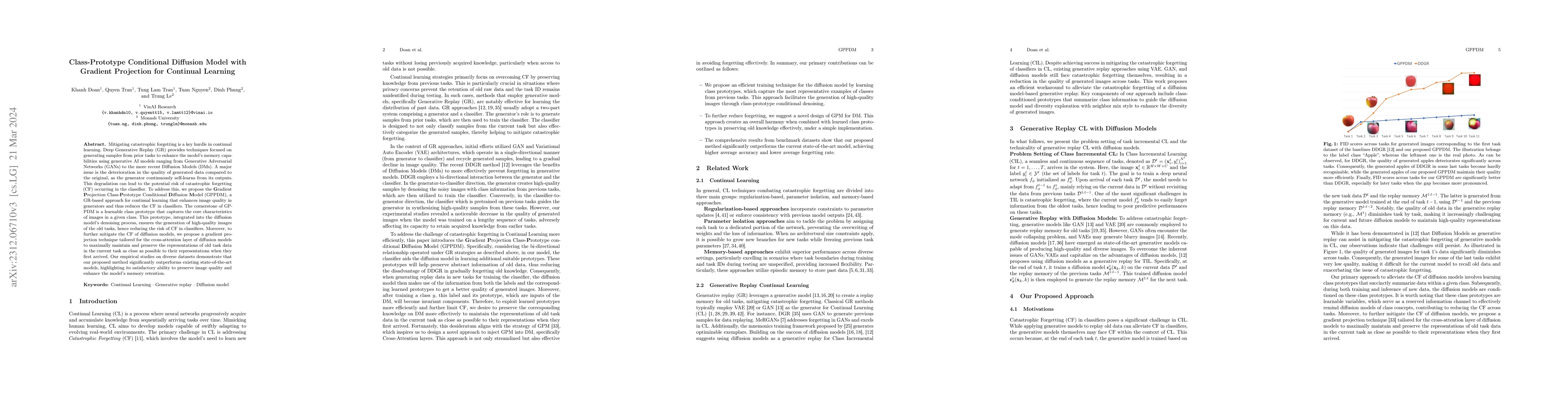 Thumbnail for Class-Prototype Conditional Diffusion Model with Gradient Projection for
  Continual Learning