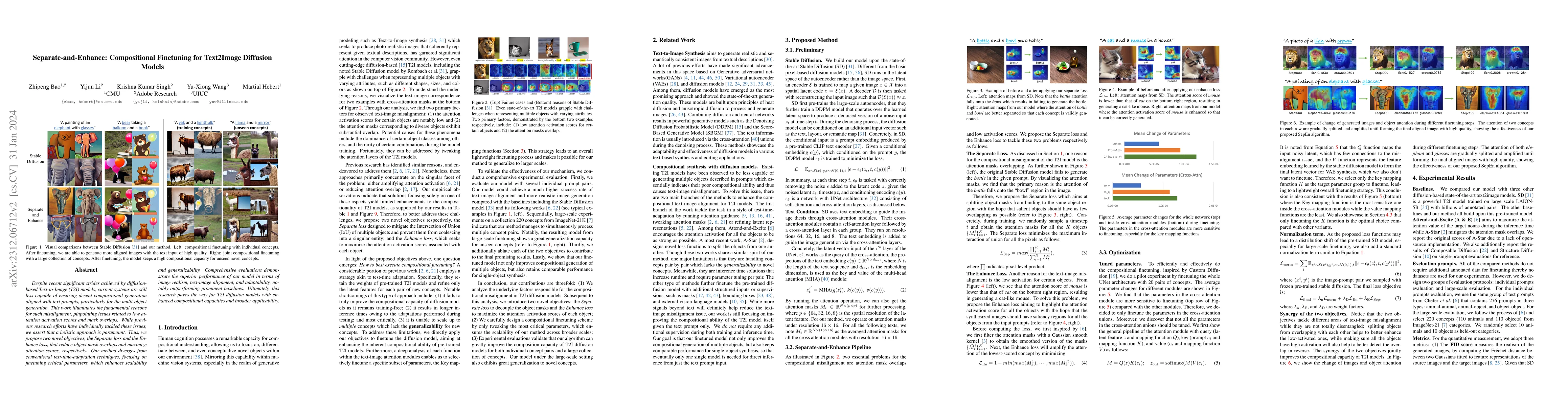 Thumbnail for Separate-and-Enhance: Compositional Finetuning for Text2Image Diffusion
  Models