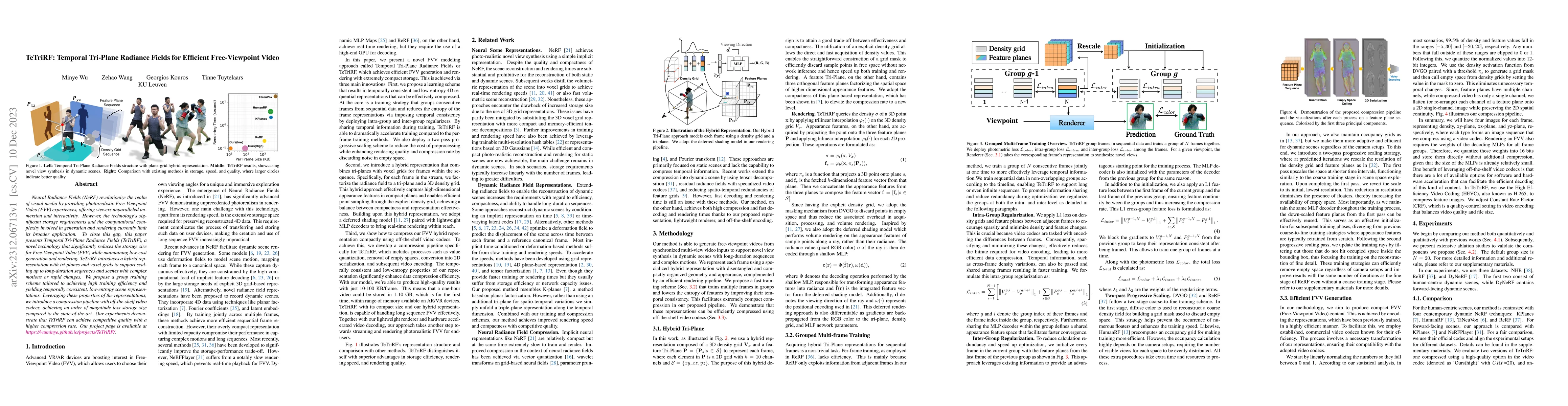 Thumbnail for TeTriRF: Temporal Tri-Plane Radiance Fields for Efficient Free-Viewpoint
  Video