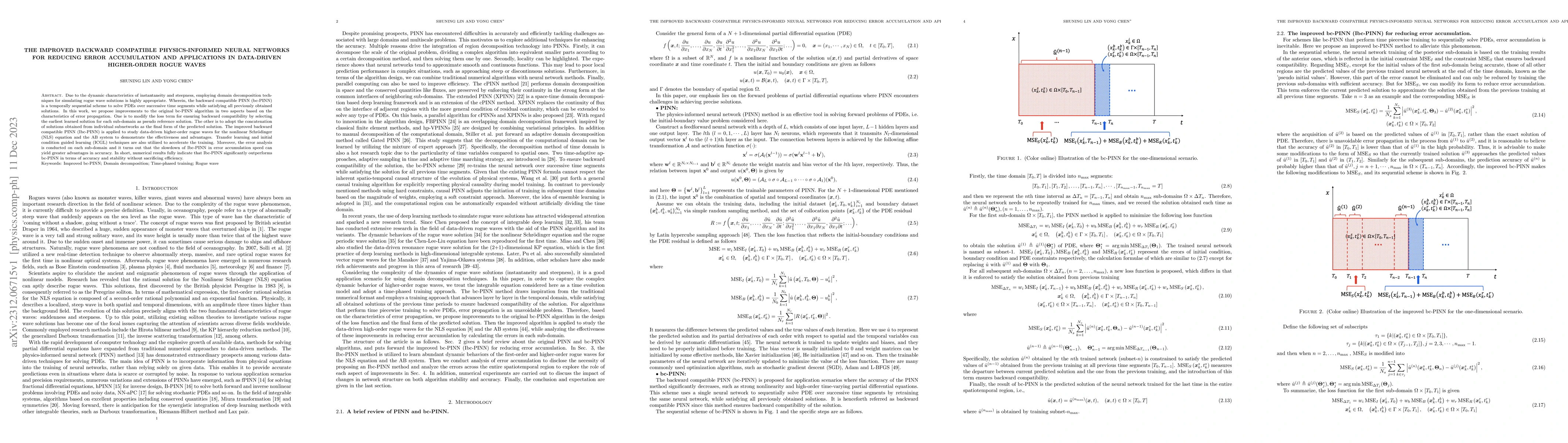 Thumbnail for The improved backward compatible physics-informed neural networks for
  reducing error accumulation and applications in data-driven higher-order
  rogue waves