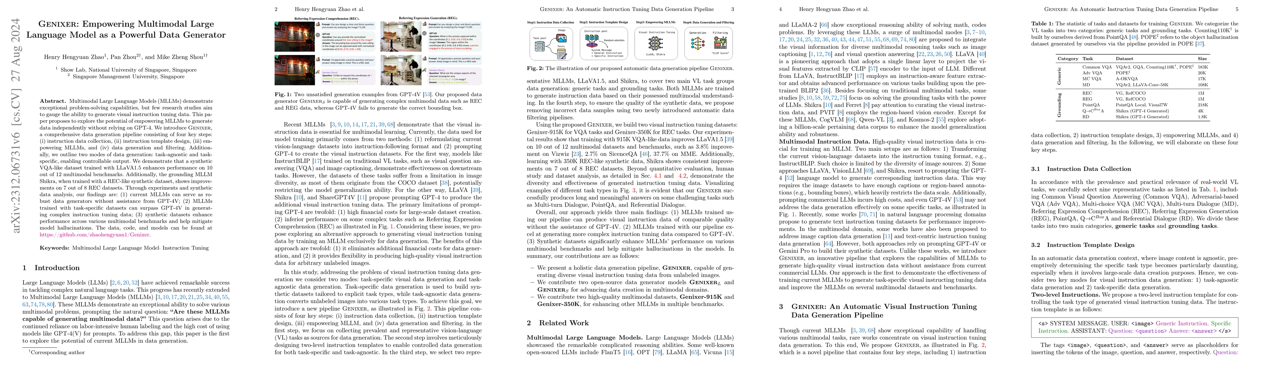 Thumbnail for Genixer: Empowering Multimodal Large Language Models as a Powerful Data
  Generator
