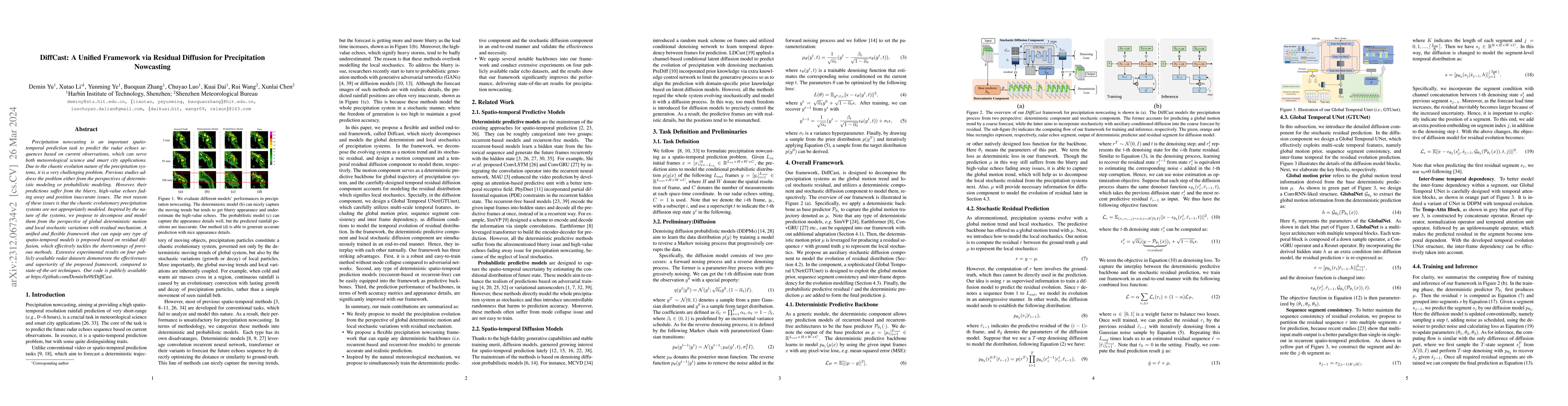Thumbnail for DiffCast: A Unified Framework via Residual Diffusion for Precipitation
  Nowcasting