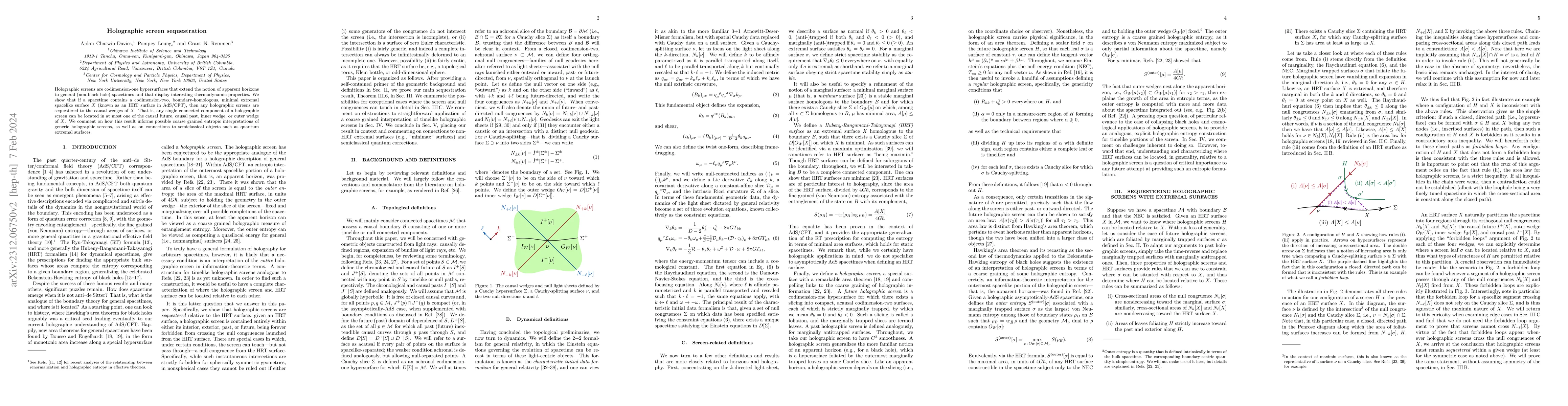 Thumbnail for Holographic Screen Sequestration
