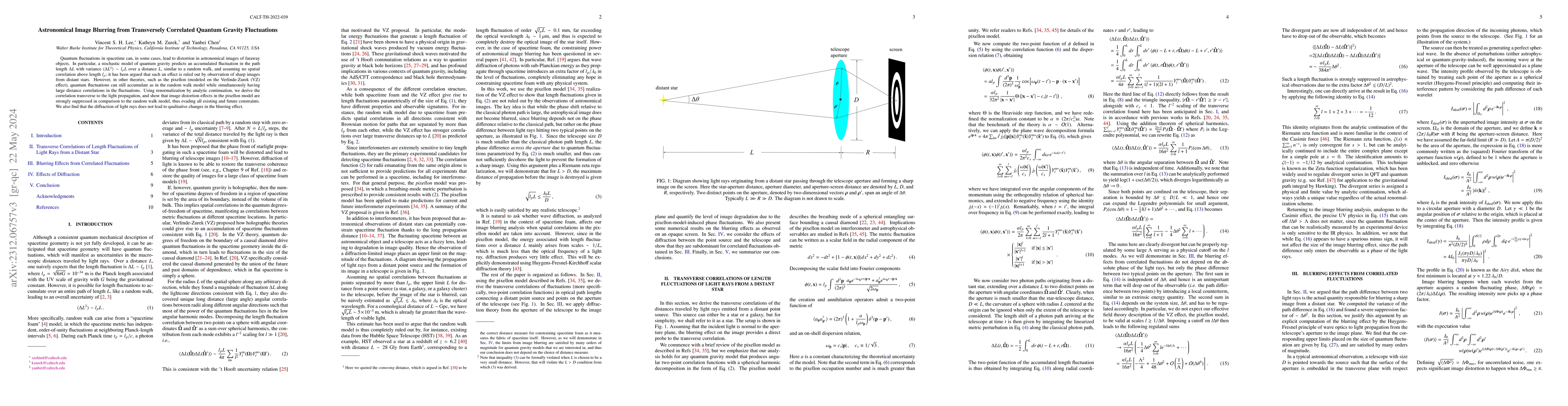 Thumbnail for Astronomical Image Blurring from Transversely Correlated Quantum Gravity
  Fluctuations