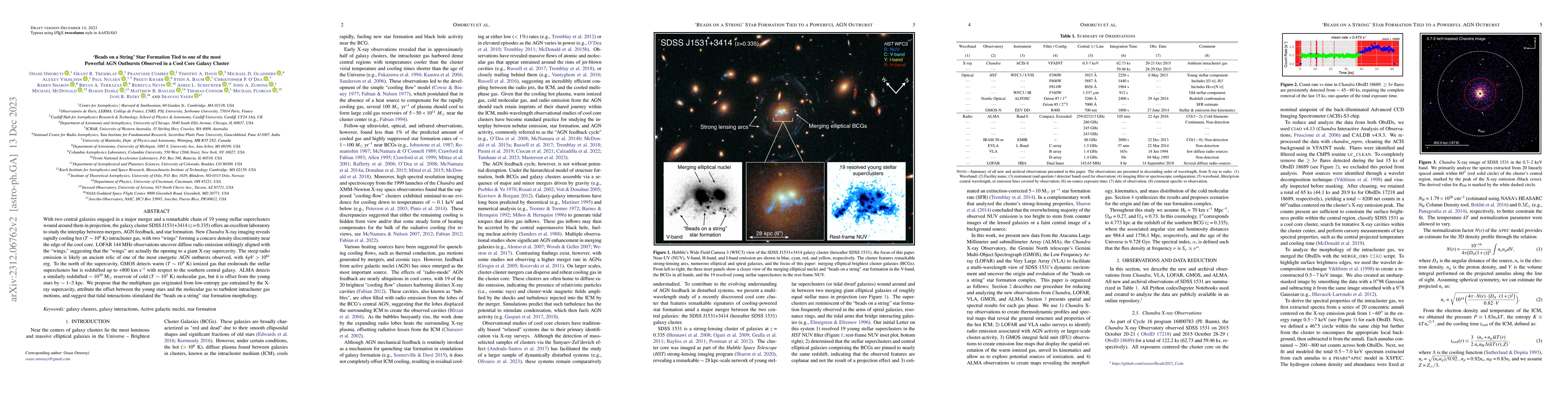 Thumbnail for "Beads on a String" Star Formation Tied to one of the most Powerful AGN
  Outbursts Observed in a Cool Core Galaxy Cluster